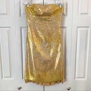 Tracy Reese Strapless Metallic & Silk Dress
